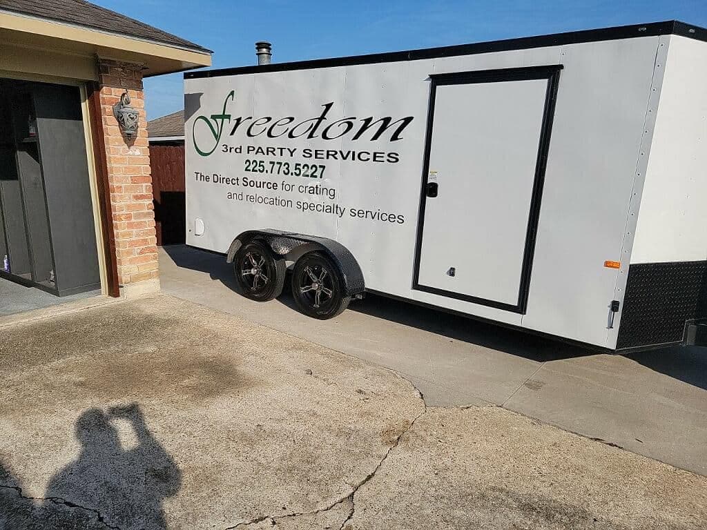 The Freedom 3rd Party Services enclosed trailer